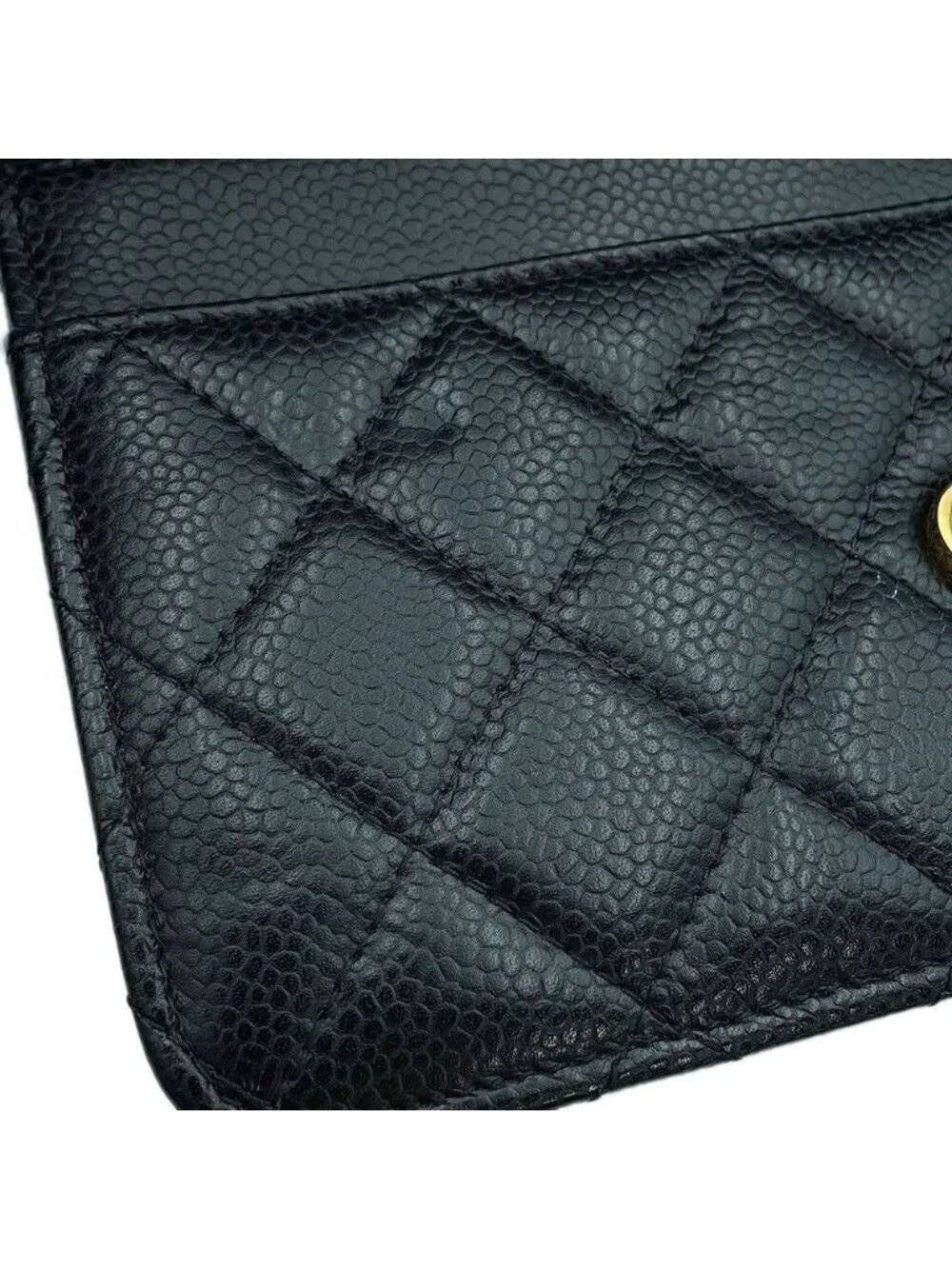 Chanel Chain Wallet Classic Quilted CC Logo Caviar Leather Black Shoulder Bag